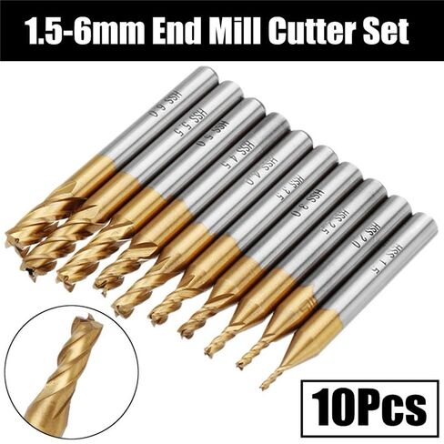 6mm Shank 4 Flutes Milling Cutters HSS Titanium End Mill 1.5-6mm CNC Router Bit for Metal Steel Milling(6pcs) in Kuwait