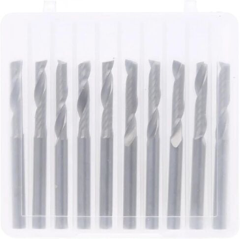 10Pcs 1/8" 3.175mm Shank Single Flute Carbide Spiral Flat Nose End Mill CNC Router Bits 17mm in Saudi Arabia