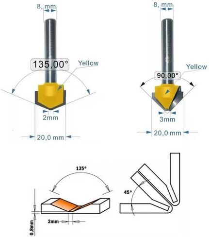 8mm Shank v Groove Router Bits End Mill Carbide CNC CNC Cutmill Cutting Tool (6x20x2x108degree) in Saudi Arabia