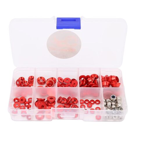 RC Screw Washer Kit, Aluminum Alloy Material, Lightweight and Compact, Various Sizes, Anodic Oxidation Care, CNC Machining, for 1/10 1/8 RC Automobiles (Gold) in Saudi Arabia