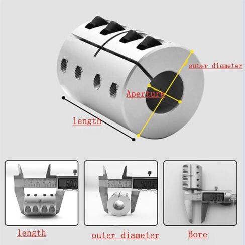 1pc D25L40 Aluminum Shaft Coupler 25mm Diameter 40mm Length Clamping Rigid Coupling Motor Connector(5x10mm) in Saudi Arabia