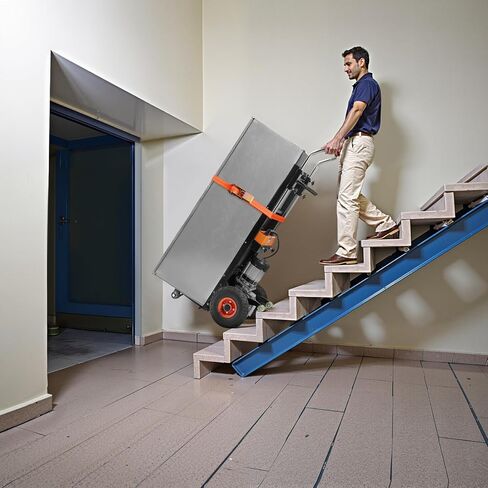 VEVOR Electric Stair Climbing Dolly, 880lbs Electric Stair Climbing Hand Trucks with 157.5in Rope & Extendable Handle, Heavy Duty Stair Climber for Warehouse Logistics, Moving Furniture(Black) in Saudi Arabia