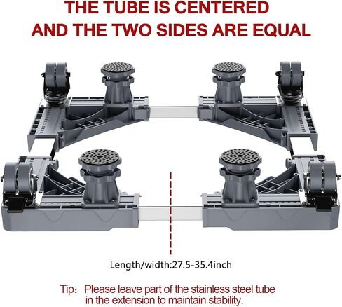 Fridge Stand Mobile Base With 8 Locking Wheels And 4 Strong Feet, 19.7"-27.5" Adjustable Furniture Dolly for Washer Dryer Washing Machine Stand Pedestal, Refrigerator (KBN-14White) in Saudi Arabia