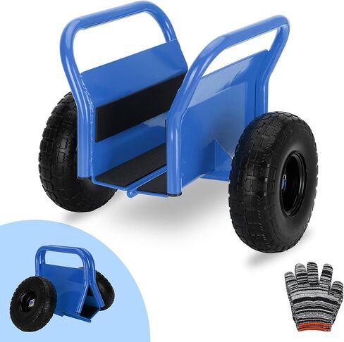Heavy Duty Panel Dolly Slab Dolly Two Comfortable Handles 10 Inch Solid Rubber Tires Supports Up to 1000 Pounds All Terrain Movement Ideal for Heavy Drywall Sheets and Door Material Transport (Blue) in Kuwait