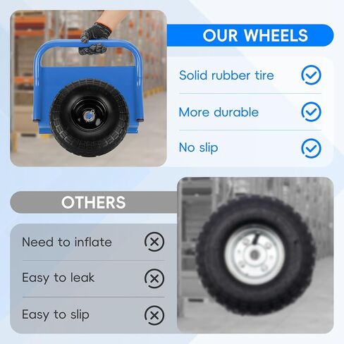 Heavy Duty Panel Dolly Slab Dolly Two Comfortable Handles 10 Inch Solid Rubber Tires Supports Up to 1000 Pounds All Terrain Movement Ideal for Heavy Drywall Sheets and Door Material Transport (Blue) in Kuwait