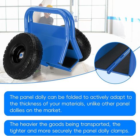 Heavy Duty Panel Dolly Slab Dolly Two Comfortable Handles 10 Inch Solid Rubber Tires Supports Up to 1000 Pounds All Terrain Movement Ideal for Heavy Drywall Sheets and Door Material Transport (Blue) in Kuwait