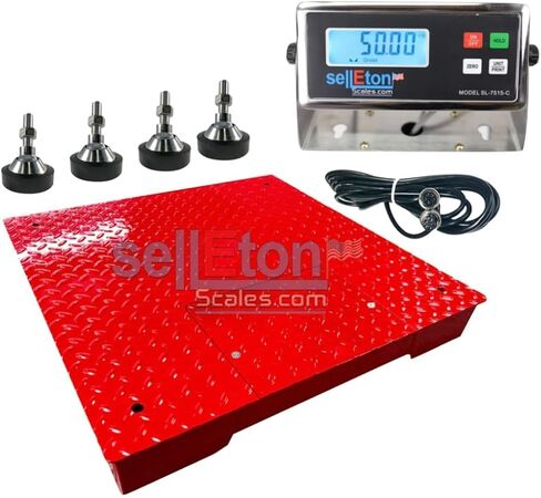 SELLETON SL-700-2X3 | 24 "× 36" (2 × 3) مقاييس أرضية متعددة الحزم مع مؤشر ، والاستخدامات الصناعية والمستودعات تستخدم | 10x حزمة متعددة باللون الأحمر | 1000 رطل × 0.2 رطل in Saudi Arabia
