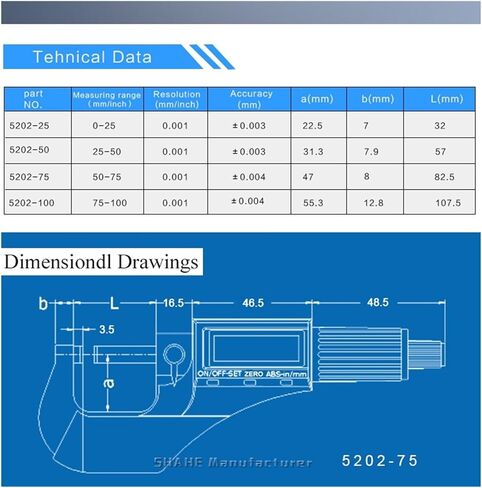 50-75 مم 0.001 مم ميكرومتر رقمي رقمي رقمي خارج ميكرومتر 0.001 مم in Kuwait