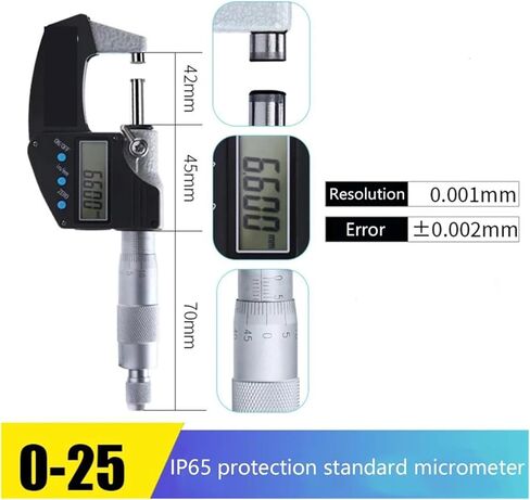 0-25-50-75-100 مم IP65 مستوى الرقمية خارج الميكرومتر ميكرومتر مقياس 0.001 مم أدوات قياس دقيقة (75-100 مم) in Kuwait