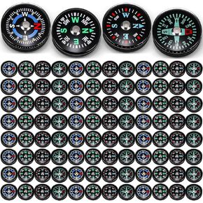 100 Pcs Button Compass Bulk 20mm Mini Survival Compass Pocket Oil Filled Compass for Camping Hiking Boating Touring Outdoor Activities, 4 Styles in Kuwait