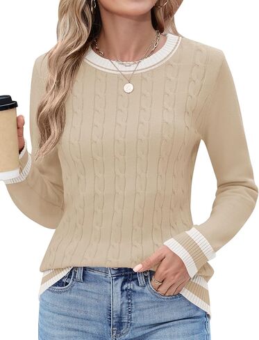 Rapbin Women Cable Sweater Sweater Long Sleeve Pullover Tops Lightweight Ladies Disual Business Disual Endery Edfits 2025 in Kuwait