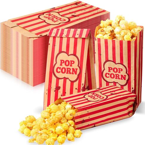 100 Pcs Halloween Creepy Carnival Popcorn Bags for Party Decoration 1 oz Creepy Carnival Popcorn boxes Party Decoration Red Stripe Bags for Movie Night in Saudi Arabia