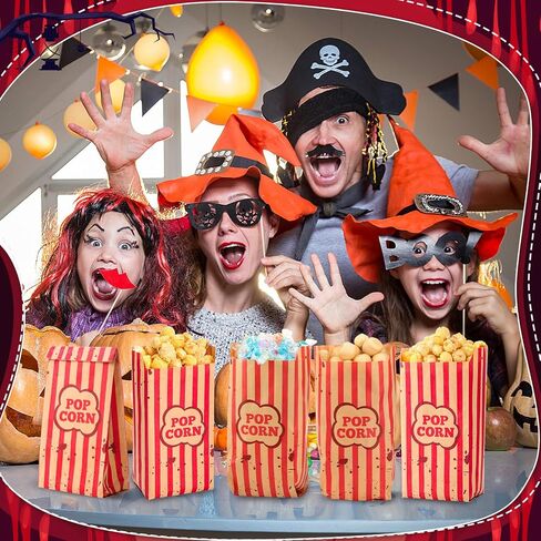 100 Pcs Halloween Creepy Carnival Popcorn Bags for Party Decoration 1 oz Creepy Carnival Popcorn boxes Party Decoration Red Stripe Bags for Movie Night in Saudi Arabia