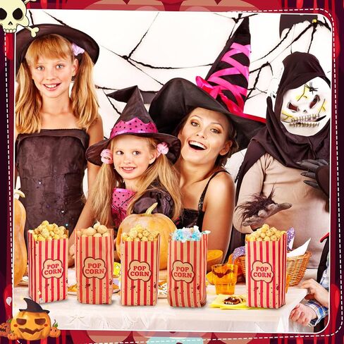 100 Pcs Halloween Creepy Carnival Popcorn Bags for Party Decoration 1 oz Creepy Carnival Popcorn boxes Party Decoration Red Stripe Bags for Movie Night in Saudi Arabia