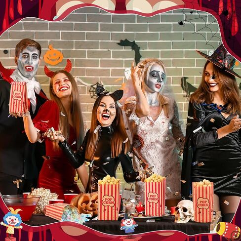 100 Pcs Halloween Creepy Carnival Popcorn Bags for Party Decoration 1 oz Creepy Carnival Popcorn boxes Party Decoration Red Stripe Bags for Movie Night in Saudi Arabia