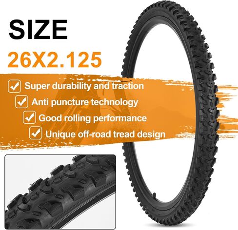 RUTU 26x2.125 إطارات الدراجات قابلة للطي 26 × 2.125 (57-559) ، إطار دراجة 26 بوصة وأنبوب مع صمام AV Schrader ، وأدوات التثبيت والإزالة المتوافقة مع طراد الشاطئ والدراجة في المناطق الحضرية in Kuwait