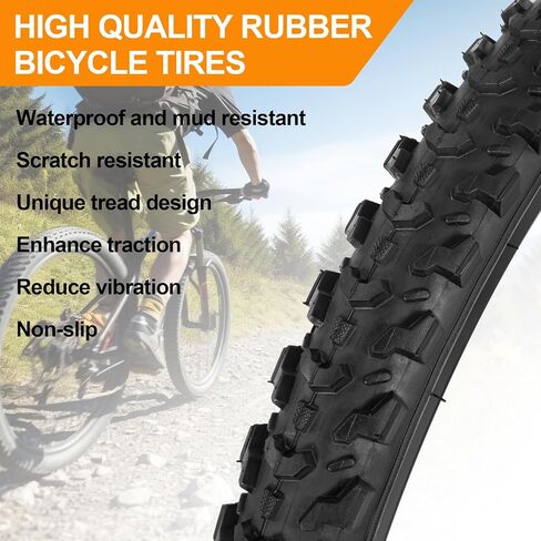 RUTU 26x2.125 إطارات الدراجات قابلة للطي 26 × 2.125 (57-559) ، إطار دراجة 26 بوصة وأنبوب مع صمام AV Schrader ، وأدوات التثبيت والإزالة المتوافقة مع طراد الشاطئ والدراجة في المناطق الحضرية in Kuwait