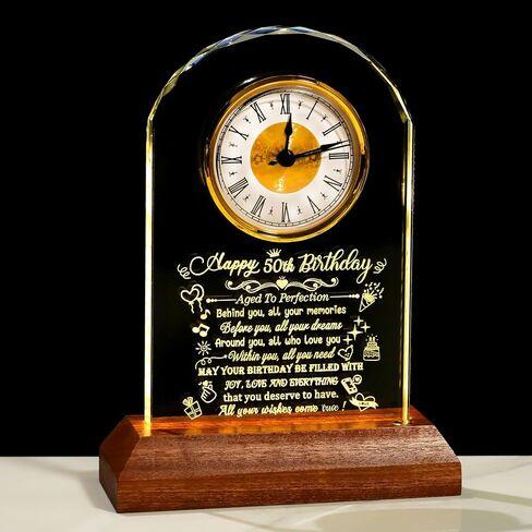 عيد ميلاد سعيد 60 هدايا Crystal Clock للرجال النساء ، عيد ميلاد 60 سنة هدايا للآباء أمي أبي ، هدايا عيد ميلاد الساعة 60 in Saudi Arabia