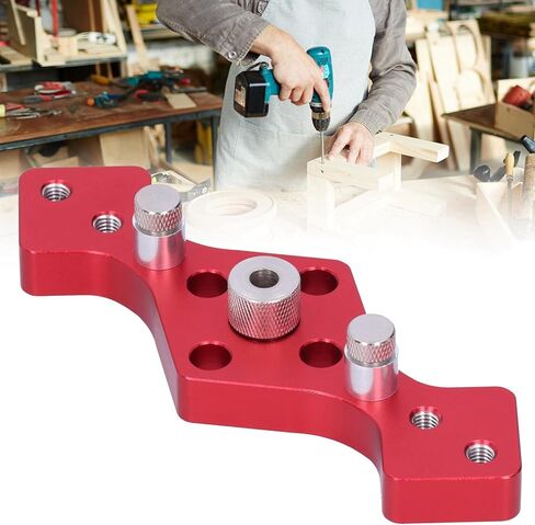 Woodworking Straight Hole Punch Locator Precision Red Aluminum Alloy Drilling Positioner Tool for Accurate Woodworking Projects with 6mm 8mm 10mm Sizes in Kuwait