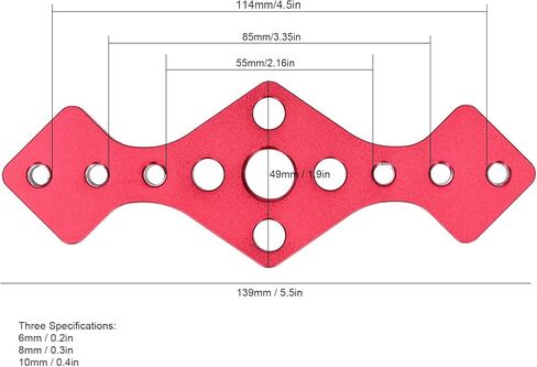 Woodworking Straight Hole Punch Locator Precision Red Aluminum Alloy Drilling Positioner Tool for Accurate Woodworking Projects with 6mm 8mm 10mm Sizes in Kuwait