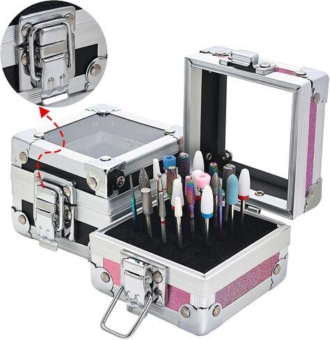 Nails Drill Bits Holder Box Nails Polishing Head Storage Box Nails Drill Bit Display Organizers Container in Saudi Arabia