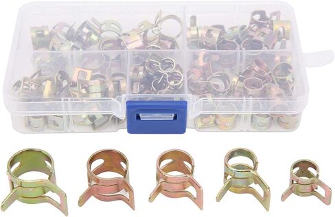 Spring Hose Clamps for Fuel Line & Water Pipe Connector, Tube Fitting Elastic Fastener, Color Plated Zinc, M6-10, 75Pcs in Saudi Arabia