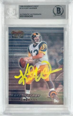 وقع Kurt Warner 1999 Bowmans Best Rookie RC Rams Beckett Slabbed Bas in Saudi Arabia