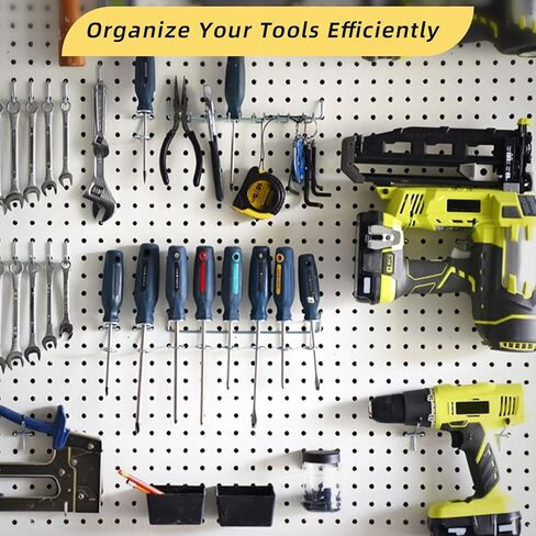 279pcs مجموعة من المنظمات منظمة السنانير المعدنية لتنظيم أدوات مختلفة - إكسسوارات Pegboard 1/4 "و 1/8" مع صناديق Pegboard ، وتخزين أدوات جبل الحائط للمرآب ، ورشة عمل ومطبخ in Kuwait