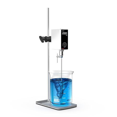 4E's USA Lab Overhead Stirrer - 20 Liter, 10000 mPas, 50~2000 RPM Variable Speed with Stand and Stirring Rod, LED Lab Stirrer Mixer with Safety Sensors and Go-Through Design for Easy Rod Adjustment in Kuwait