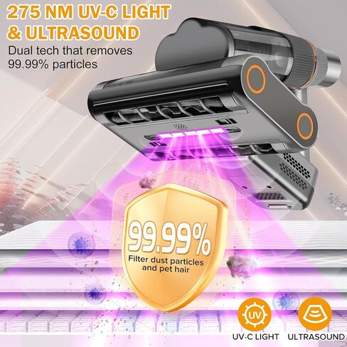 مكنسة كهربائية قوية للمراتب ، فراغ سرير محمول باليد مع ضوء UV-C ، شفط قوي 16 كيلو باسكال ، 30000 دورة في الدقيقة فرش الطبل المزدوجة ، 140 درجة فهرنه in Kuwait