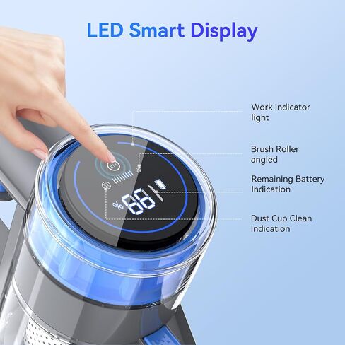 Cordless Vacuum Cleaner, 10-in-1 Lightweight Stick Vacuum with 33 kPa Powerful Suction, 45-Min Runtime, Rechargeable Vacuum Cordless for Home Hard Floor Low-Pile Carpet and Pet Hair in Saudi Arabia