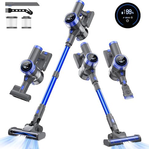 Cordless Vacuum Cleaner, 10-in-1 Lightweight Stick Vacuum with 33 kPa Powerful Suction, 45-Min Runtime, Rechargeable Vacuum Cordless for Home Hard Floor Low-Pile Carpet and Pet Hair in Saudi Arabia