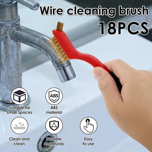 18Pcs/9Pcs Wire Brush Set Stainless Steel Wire Bristle Brushes Nylon with Anti-Slip Handle Effective Cleaning Multipurpose Copper Brush for Rust Removal Weld Cleaning Kitchen(3 Color,6 Sets) in Kuwait