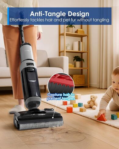 Tineco FLOOR ONE i5 Stretch Wet Dry Vacuum Cleaner, Vacuum & Mop in One Step, 20kpa Powerful Suction, 180° Lay-flat Design, Anti-Tangle Design, Dual-sided Edge Cleaning, Up to 30* minutes Runtime in Kuwait