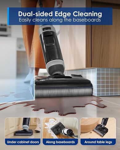 Tineco FLOOR ONE i5 Stretch Wet Dry Vacuum Cleaner, Vacuum & Mop in One Step, 20kpa Powerful Suction, 180° Lay-flat Design, Anti-Tangle Design, Dual-sided Edge Cleaning, Up to 30* minutes Runtime in Kuwait
