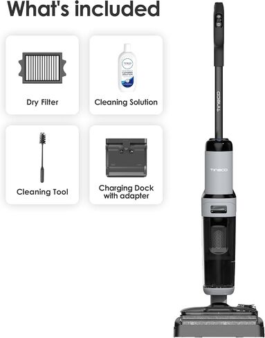 Tineco FLOOR ONE i5 Stretch Wet Dry Vacuum Cleaner, Vacuum & Mop in One Step, 20kpa Powerful Suction, 180° Lay-flat Design, Anti-Tangle Design, Dual-sided Edge Cleaning, Up to 30* minutes Runtime in Kuwait