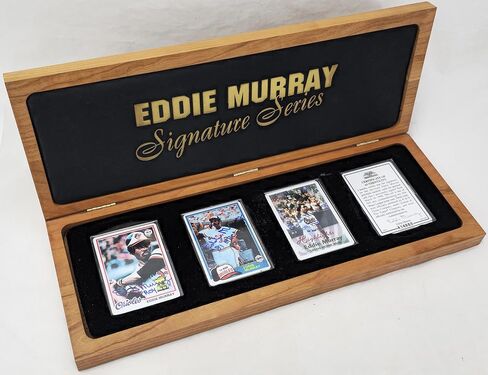 Eddie Murray Autographed Porcelain Baseball Card Set Baltimore Orioles "ROY 77, 81 HRC & 504 HR" With 3 Signed Cards #21/504 Signature Series #A14889 - MLB Autographed Baseball Cards in Kuwait