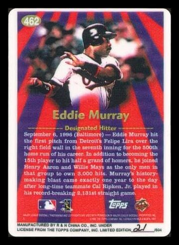 Eddie Murray Autographed Porcelain Baseball Card Set Baltimore Orioles "ROY 77, 81 HRC & 504 HR" With 3 Signed Cards #21/504 Signature Series #A14889 - MLB Autographed Baseball Cards in Kuwait