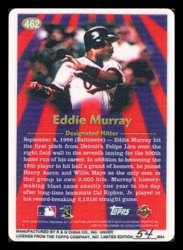 Eddie Murray Autographed Porcelain Baseball Card Set Baltimore Orioles "ROY 77, 81 HRC & 504 HR" With 3 Signed Cards #54/504 Signature Series #A14921 - MLB Autographed Baseball Cards in Saudi Arabia