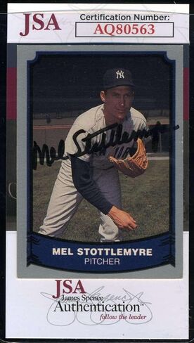 توقيع Mel Stottlemyre JSA Coa Hand 1988 Pacific Legennd in Saudi Arabia