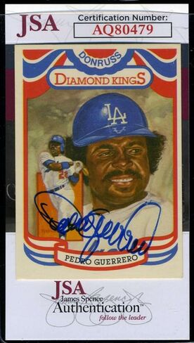 Pedro Guerrero JSA Coa وقعت 1984 Donruss Diamond Kings موقعة - بطاقات موقعة للبيسبول in Saudi Arabia