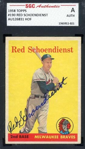 وقعت Schoendienst SGC Coa 1958 Topps Autograph - بطاقات موقعة للبيسبول in Kuwait