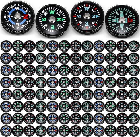 100 PCS Button Compass Bulk 20mm Mini Survival Compass Compass Compass Compass Compass for Camping Terking Boating Touring actions في الهواء الطلق ، 4 أنماط in Saudi Arabia