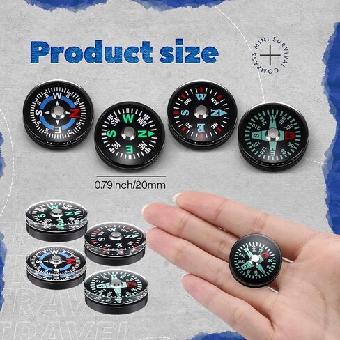 100 PCS Button Compass Bulk 20mm Mini Survival Compass Compass Compass Compass Compass for Camping Terking Boating Touring actions في الهواء الطلق ، 4 أنماط in Saudi Arabia