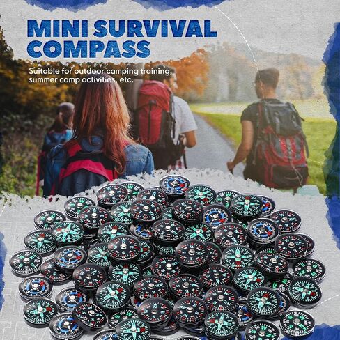 100 PCS Button Compass Bulk 20mm Mini Survival Compass Compass Compass Compass Compass for Camping Terking Boating Touring actions في الهواء الطلق ، 4 أنماط in Saudi Arabia