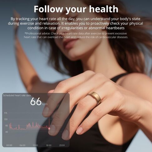 Colmi R02 Tracking Tracking Smart Ring ، أوضاع رياضية متعددة ، وقت تسجيل ، خطوات ، السعرات الحرارية ، مناسبة للرجال والنساء ، معدل ضربات القلب ، أكسجين الدم ، النوم ، مع مقصورة الشحن. (روز الذهب ، #8) in Saudi Arabia