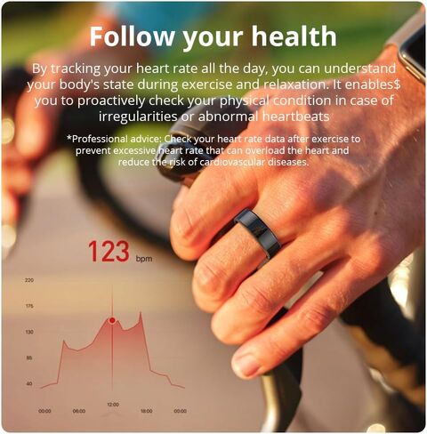 Colmi R02 Tracking Tracking Smart Ring ، أوضاع رياضية متعددة ، وقت تسجيل ، خطوات ، السعرات الحرارية ، مناسبة للرجال والنساء ، معدل ضربات القلب ، أكسجين الدم ، النوم ، مع مقصورة الشحن. (روز الذهب ، #8) in Kuwait