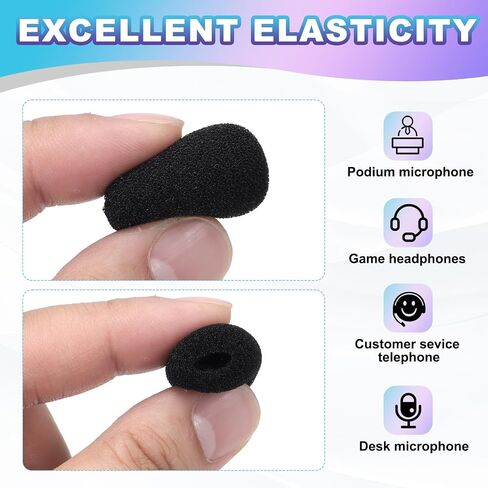 Meccanixity 10 PCS Mini Foam Microphone الزجاج الأمامي ، 7x27mm ملم عالي الكثافة أغطية الرغوة لغطاء الضوضاء الأسود لاستخدام مؤتمر مرحلة البث in Saudi Arabia