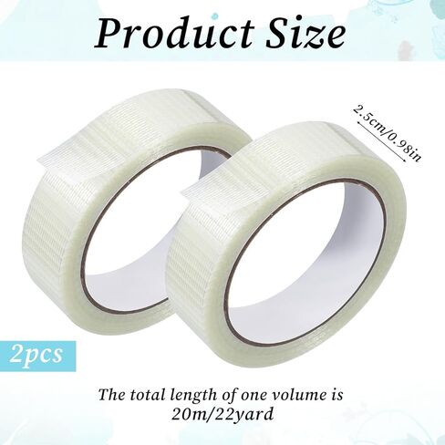 2 حزمة شريط لاصق شفاف ، شريط مقاوم للماء الثقيلة أشرطة عالية الأداء مقاوم للطقس أشرطة الصناعية الصافية للاستخدامات السكنية والتجارية والصناعية (1 في × 22 ياردة) in Kuwait