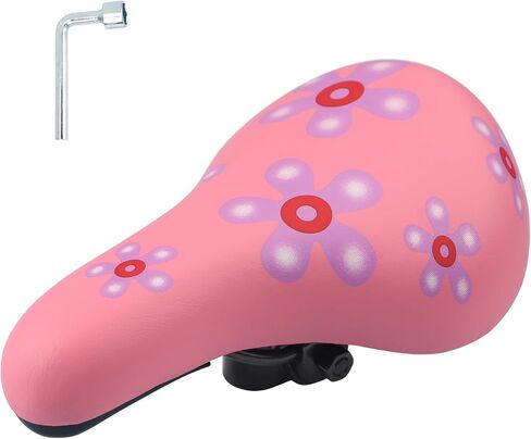 Colorful Flower Pattern Bike Saddle for Girls, High-Resilience Sponge, Durable Plastic & Iron Frame, Fits 12-18 Inch Girls' Bikes in Saudi Arabia